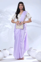 Ready To Wear Chiffon Pink Saree With Stitched Blouse