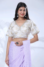 Ready To Wear Chiffon Pink Saree With Stitched Blouse