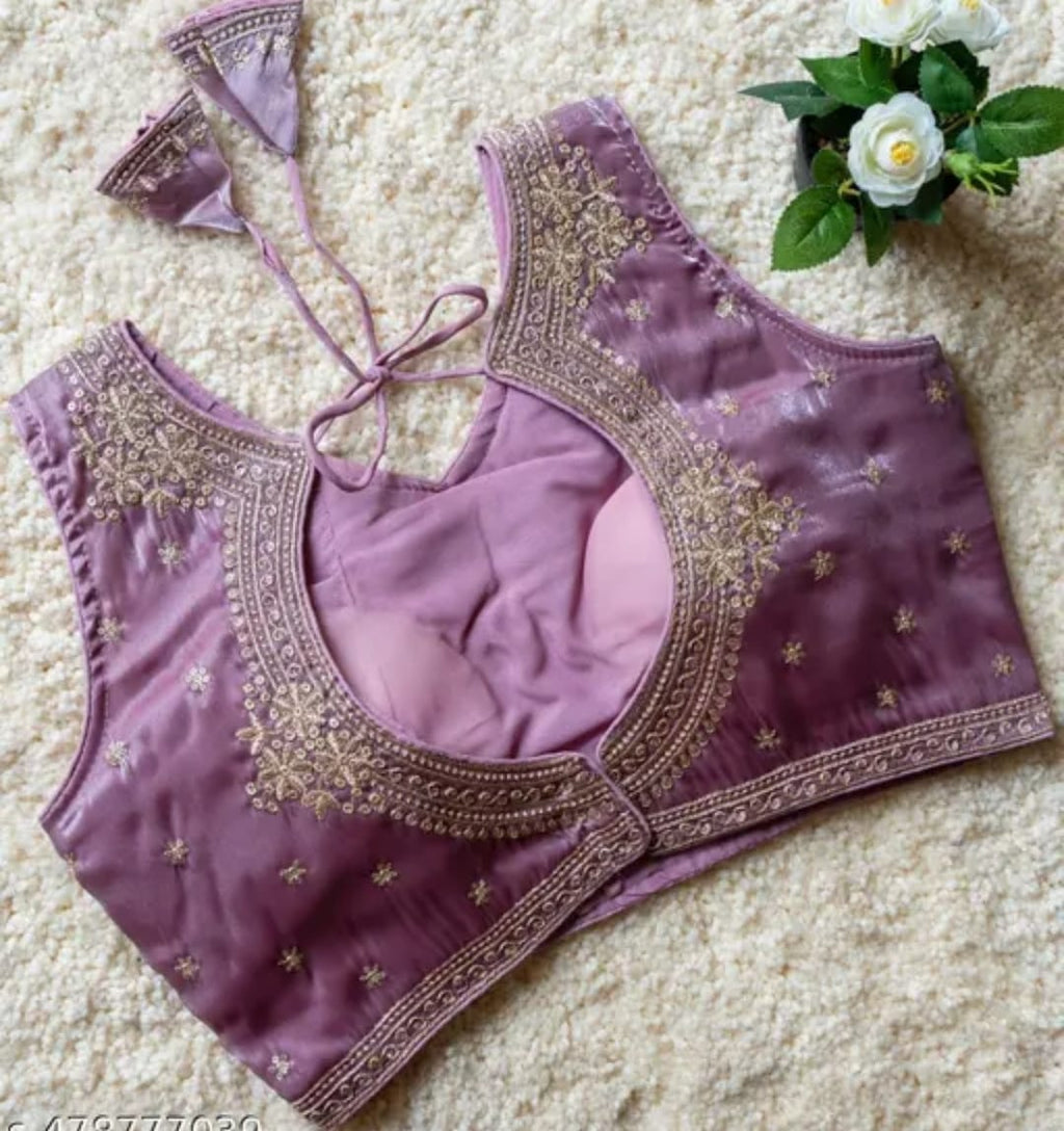 Jimmy Choo Fabric Sequin Embroidered V-Neck Blouse with Tussels