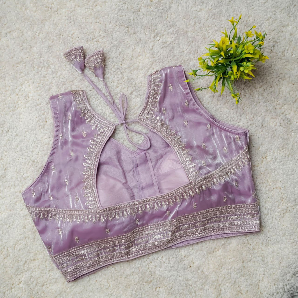 Readymade Jimmy Choo Fabric Embroidered Blouse with Front Hook & Back Tussels