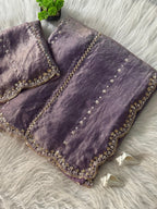 Hand-Embellished Silk Saree with Moti, Cutdana & Sequin Work