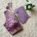 Jimmy Choo Fabric Sequin Embroidered V-Neck Blouse with Tussels