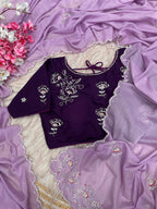Chiffon Saree with Khatli Handwork & Stiched Blouse