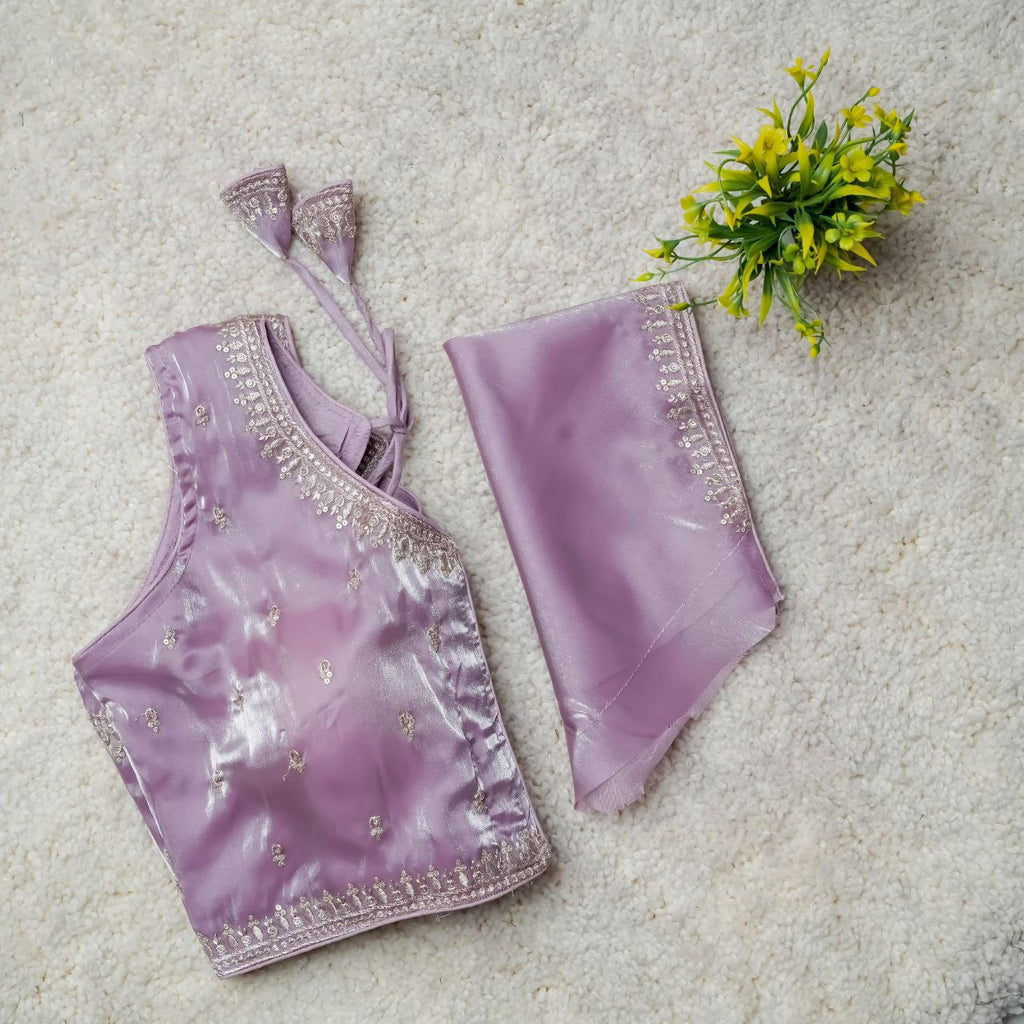 Readymade Jimmy Choo Fabric Embroidered Blouse with Front Hook & Back Tussels