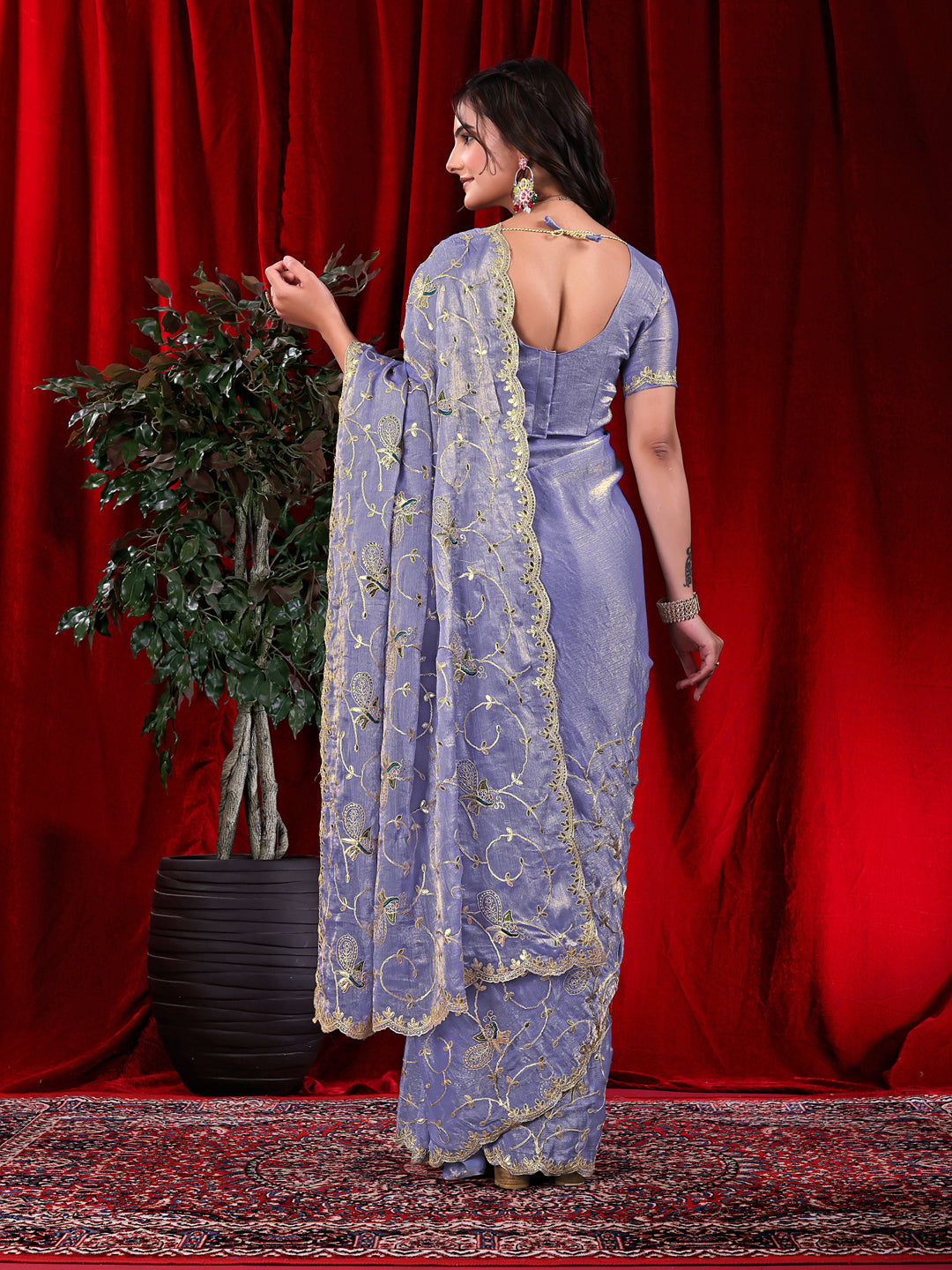 Jimmy Chu Embroidered Saree with Gotta Patti Work