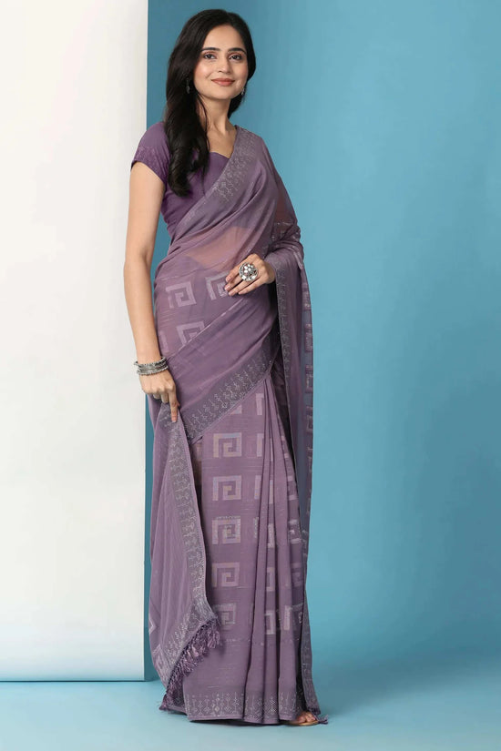 Georgette Swarovski Diamond Work Saree