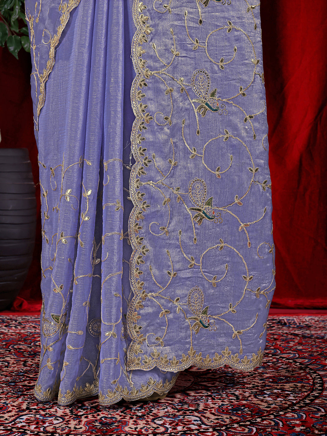 Jimmy Chu Embroidered Saree with Gotta Patti Work