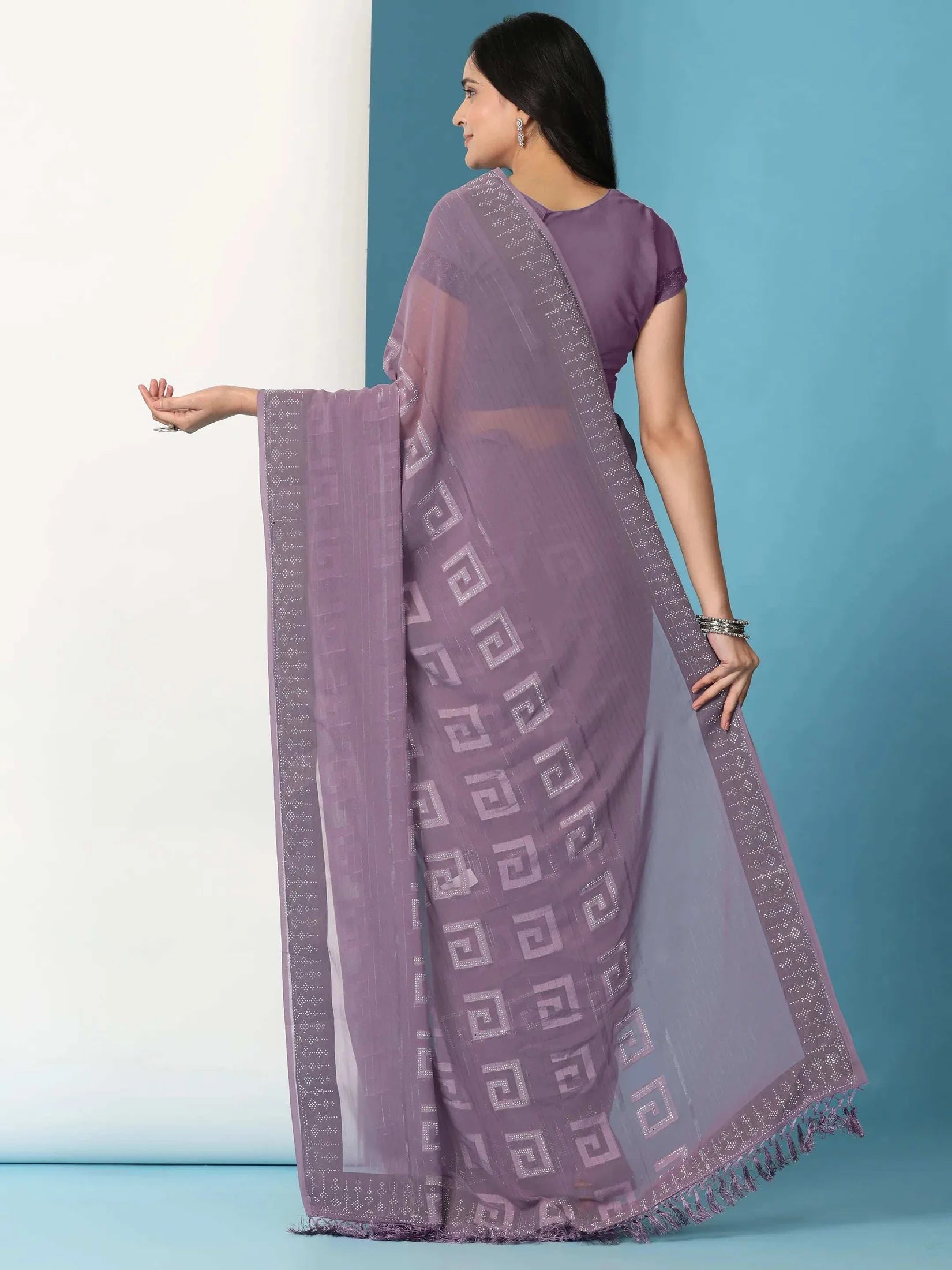 Georgette  Siroski Diamond Work Saree