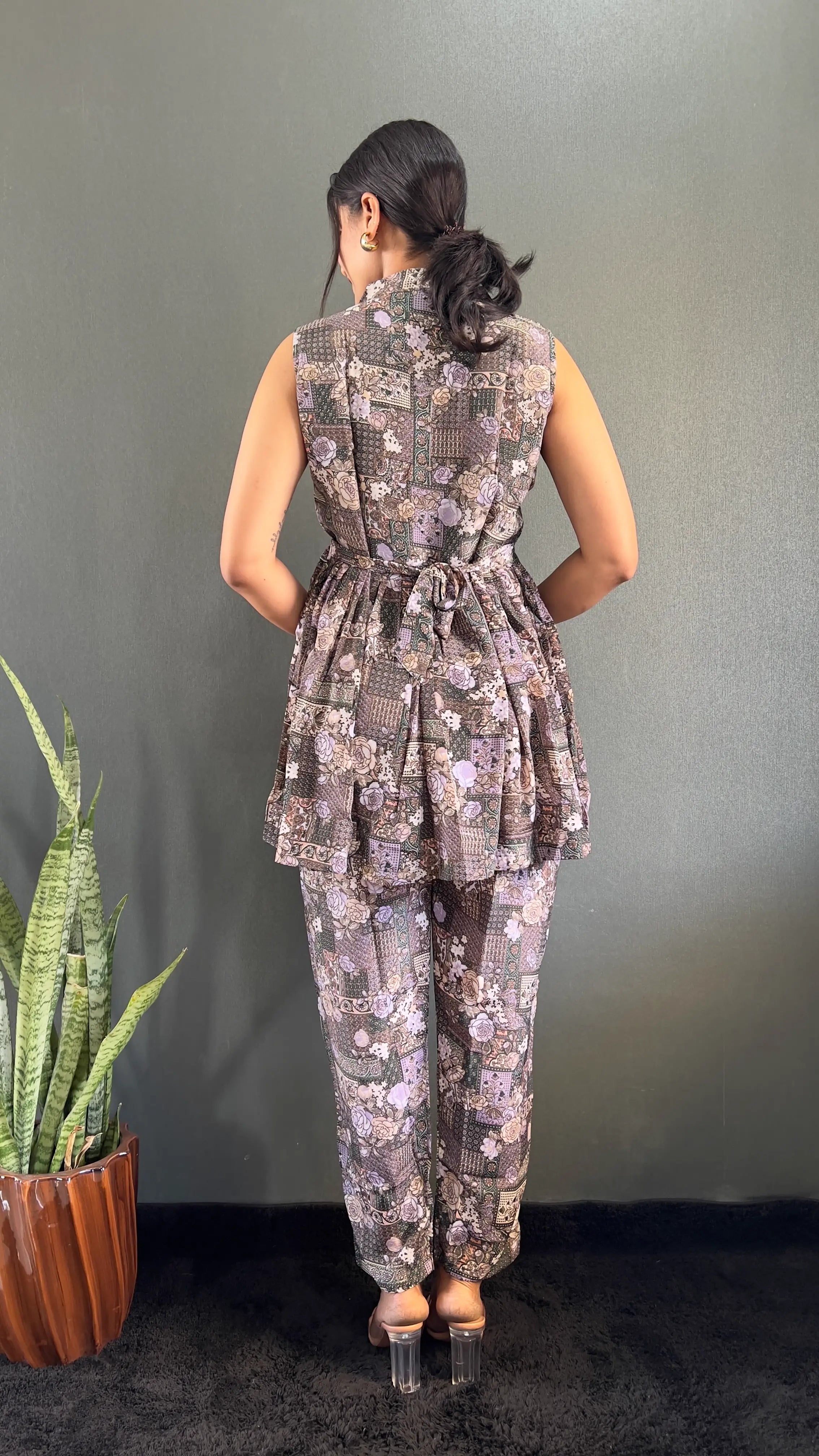 Printed V-Neck Co Ord Sets For Office Wear