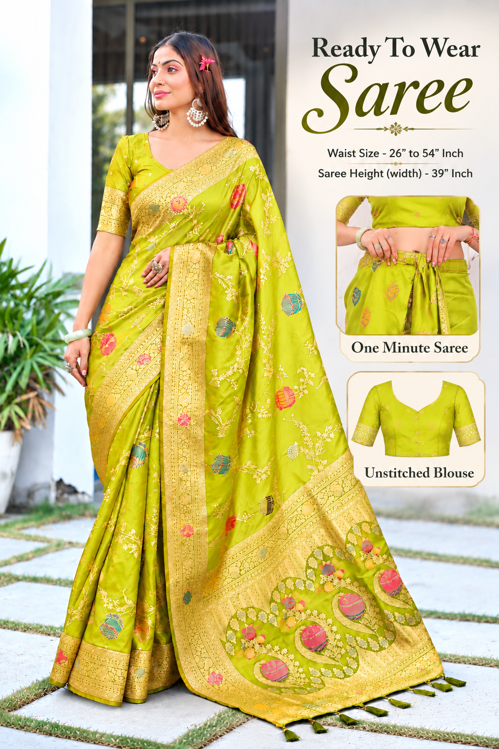 Ready to Wear Pathni Woven Pure Silk Saree