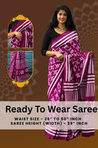 Jaipuri Mul Cotton Ready to Wear Saree for Women | Batik Floral Printed Pre-Draped Pre-Pleated Cotton Saree | Adjustable Waist 26–50 Inch