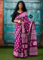 Jaipuri Mul Cotton Ready to Wear Saree for Women | Batik Floral Printed Pre-Draped Pre-Pleated Cotton Saree | Adjustable Waist 26–50 Inch