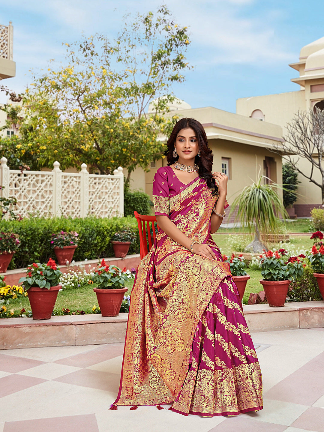 Rama Woven Jacquard Kanjivaram Pure Silk Saree