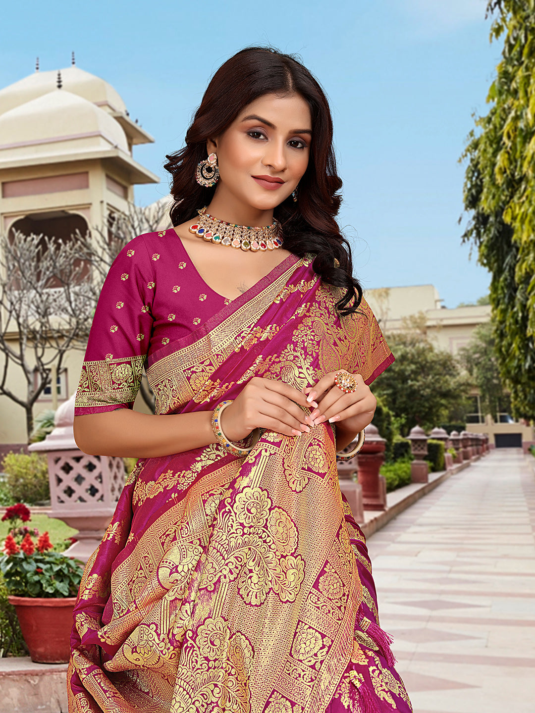 Rama Woven Jacquard Kanjivaram Pure Silk Saree