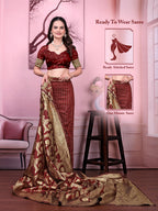 Ready to Wear Banarasi Jacquard with woven zari saree - Pionex Fab