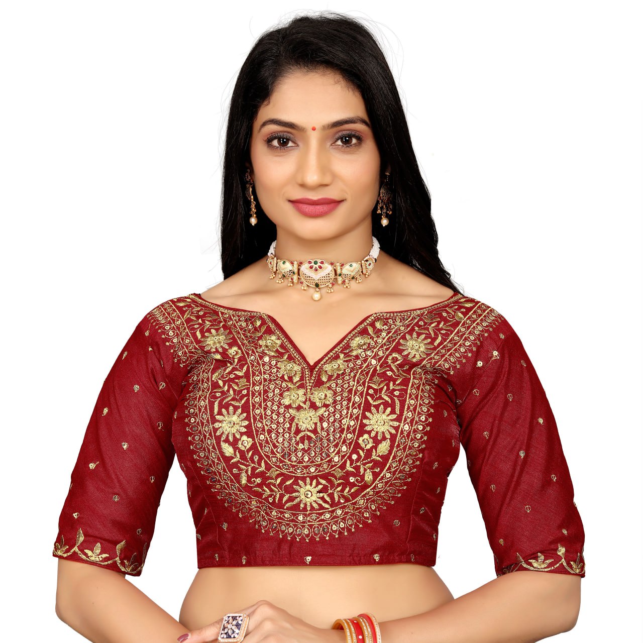 Vichitra Silk Embroidered Blouse