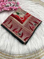 Dola silk Hand Deying Mena with Zarkhan Work Saree