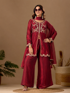 Women's Satin Kurta Set with Elegant Embroidered Design