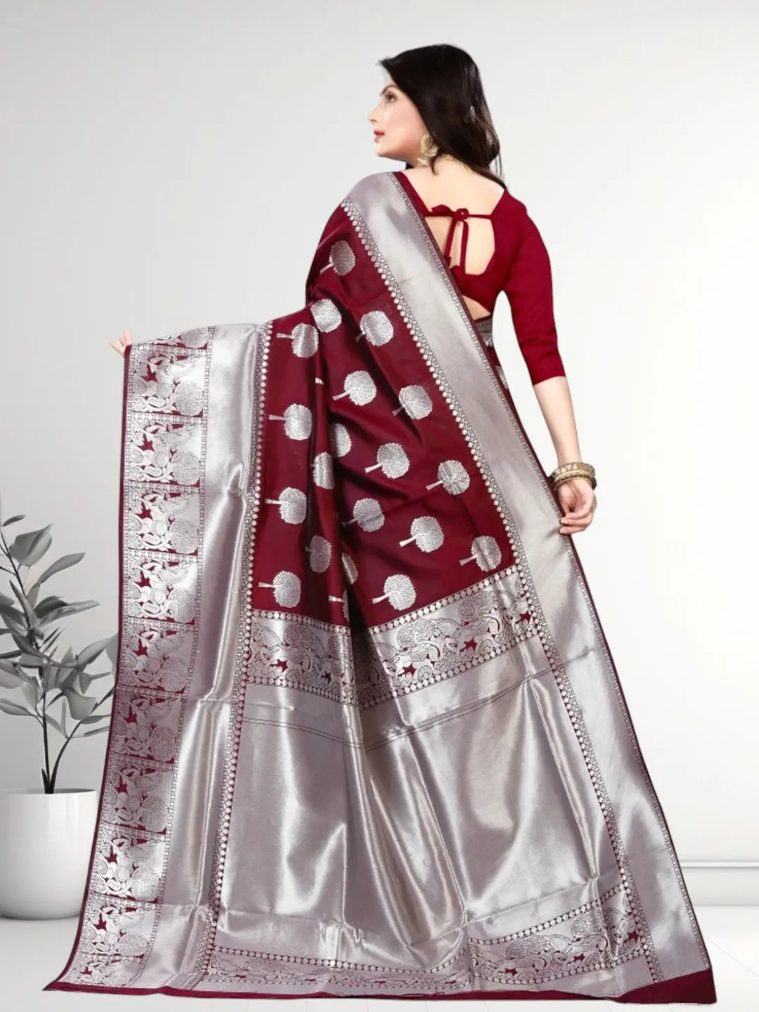 Pionex Banarasi Softy Copper Zari Weaving Brocade Saree