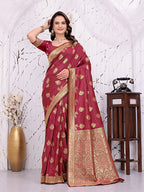 Ready To Wear Banarasi Silk Saree with Zari Woven Border