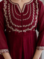 Embroidery Vichitra Silk Anarkali Kurta Pant Set With Dupatta