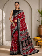 Ready to Wear Jaipuri Mul Cotton Geometric Printed Saree for Women