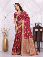 Ready To Wear Banarasi Silk Saree with Zari Woven Border