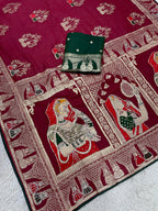 Dola silk Hand Deying Mena with Zarkhan Work Saree
