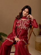 Women's Satin Kurta Set with Elegant Embroidered Design