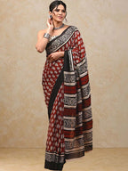 Women’s Mul Cotton Ready To Wear Saree with Floral Printed Pattern