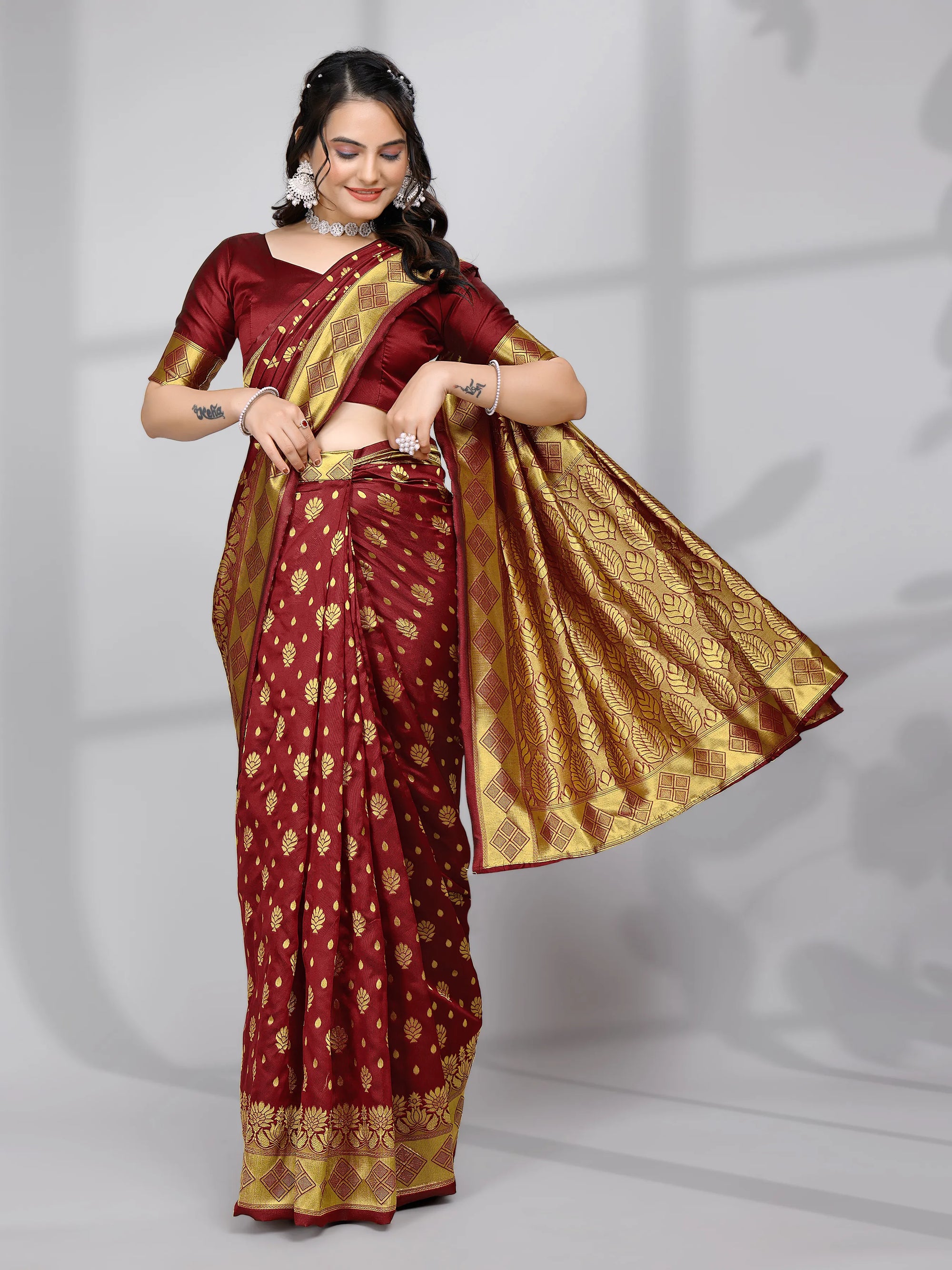 Ready to Wear Woven Banarasi Jacquard Pure Silk Saree
