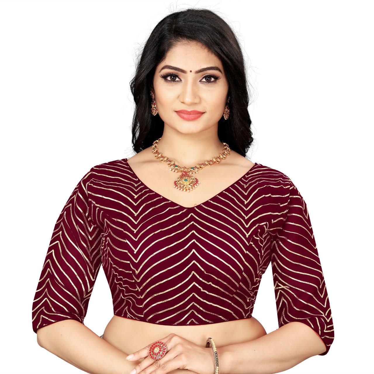 Georgette Padded Blouse with Full Embroidery Work