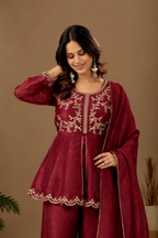 Women's Satin Kurta Set with Elegant Embroidered Design