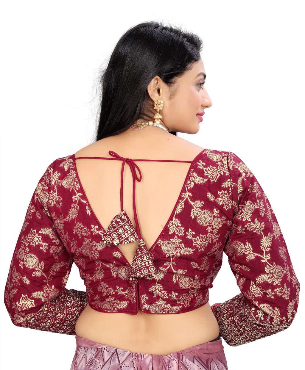 Pure Dola Silk Jacquard Embroidered Blouse