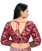 Pure Dola Silk Jacquard Embroidered Blouse