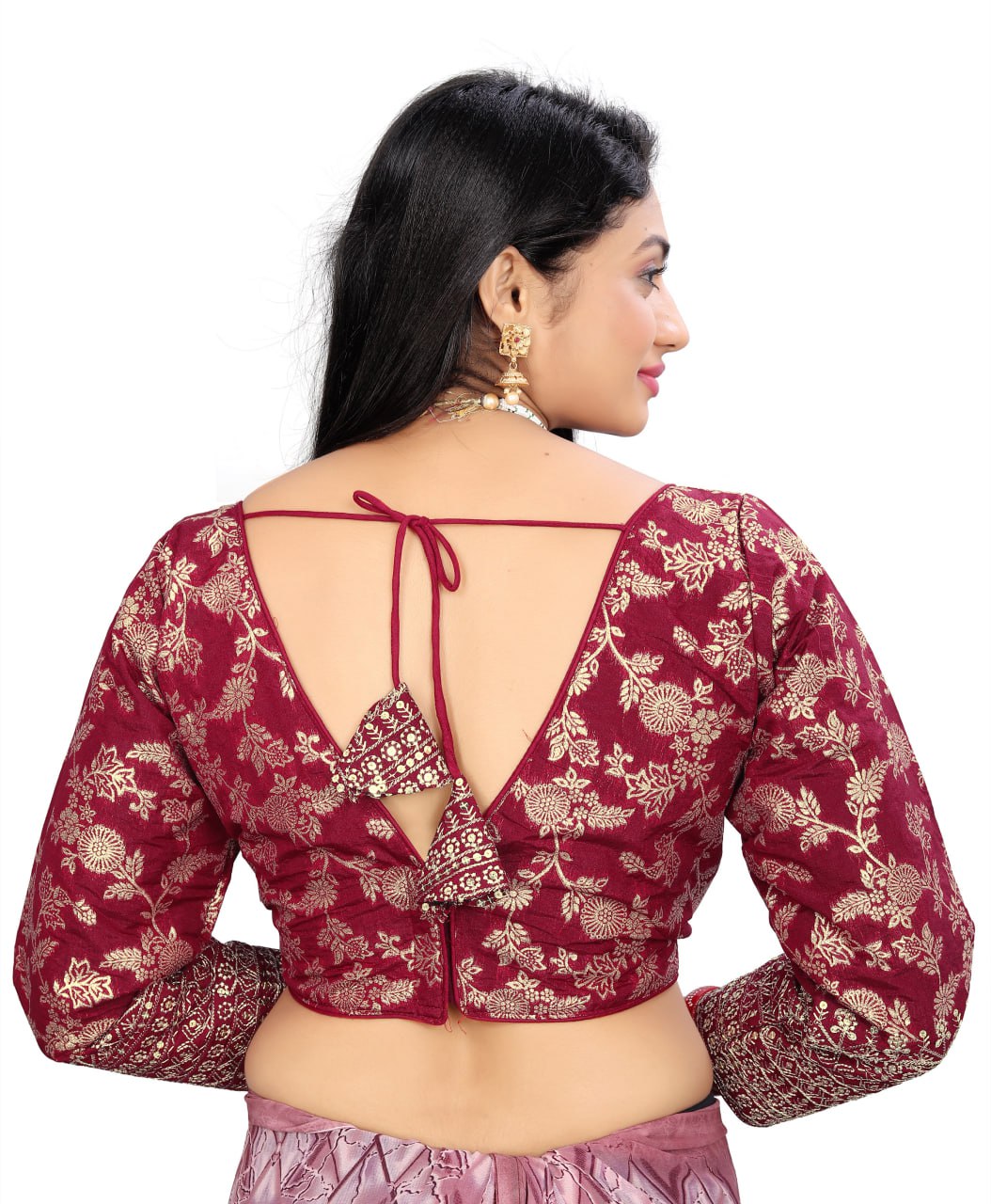 Pure Dola Silk Jacquard Embroidered Blouse