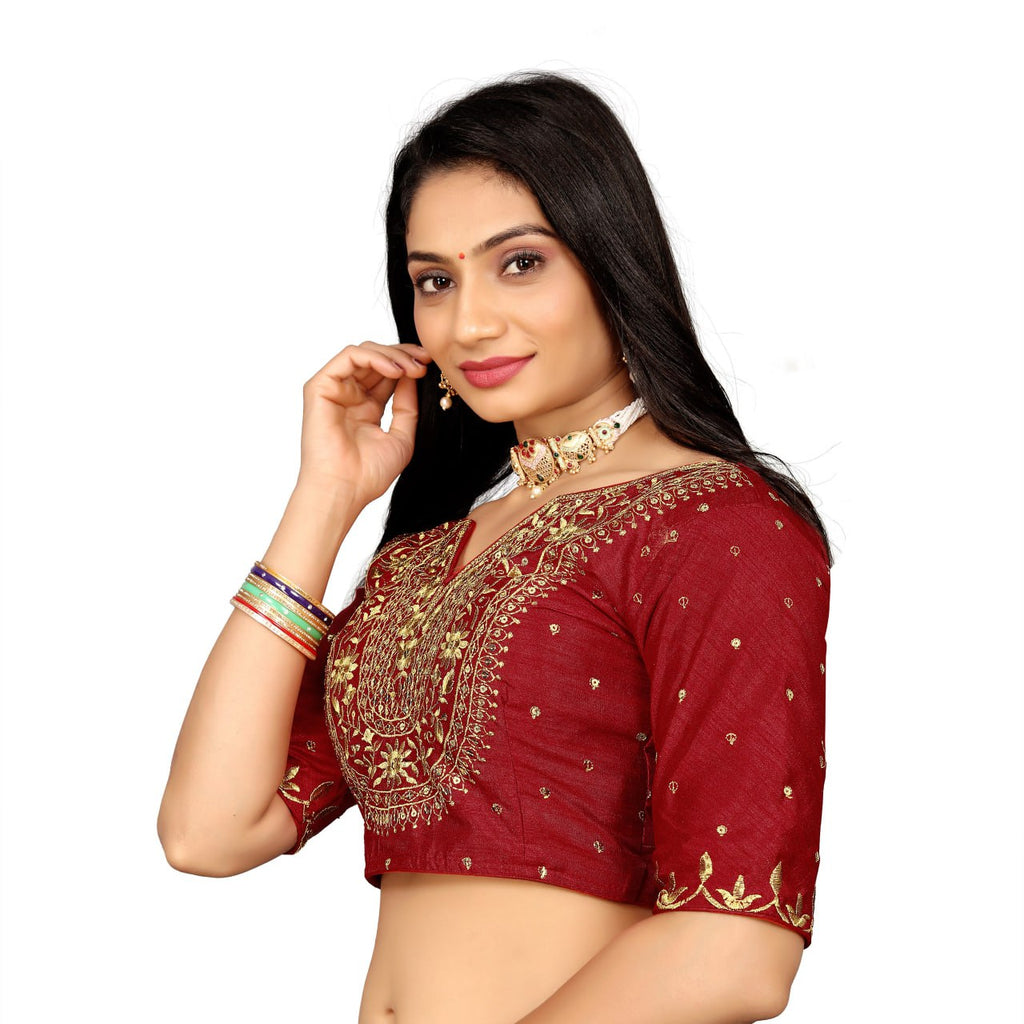 Vichitra Silk Embroidered Blouse