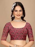 Moss Chiffon Digital Print With Jacquard Border Saree