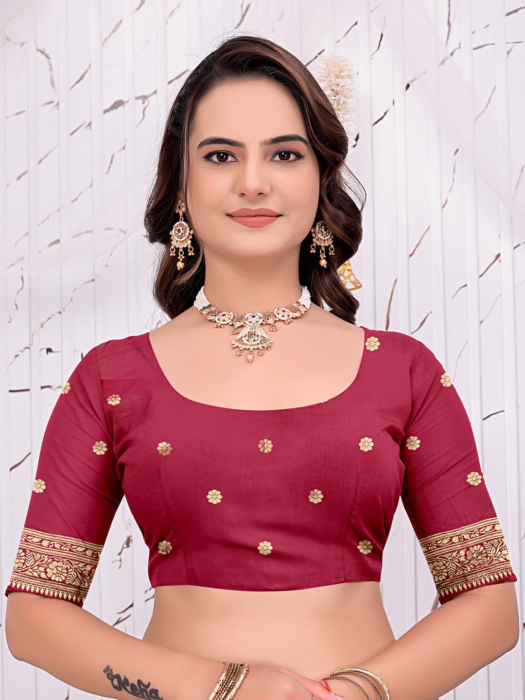 Ready To Wear Banarasi Silk Saree with Zari Woven Border
