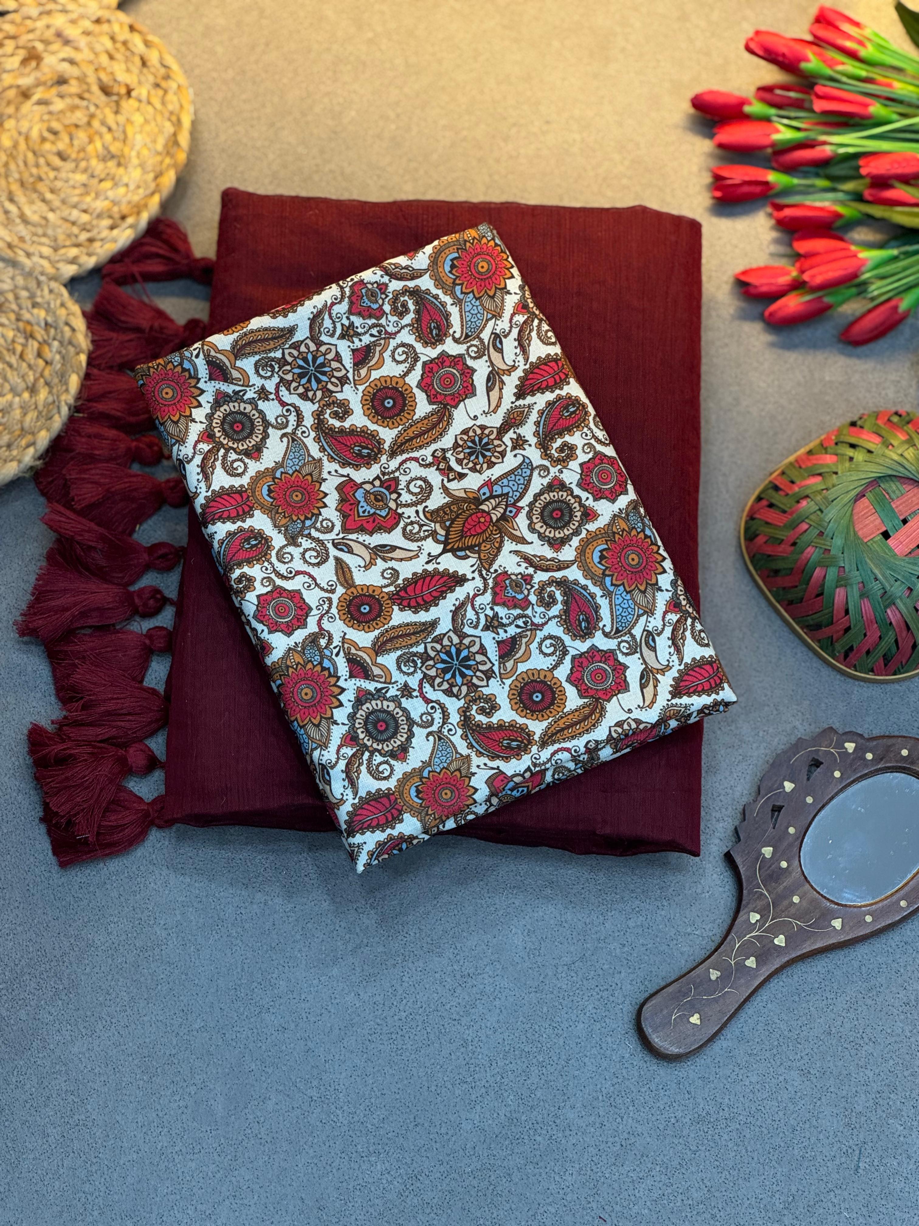 Elegant Handloom Modal Chanderi Saree with Tassels