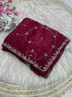 Space silk Saree With Khatli Cut Dana Handwork  Diamond Work