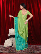 Chinon Saree in Dual Tone Shades with Embroidered Moti Border