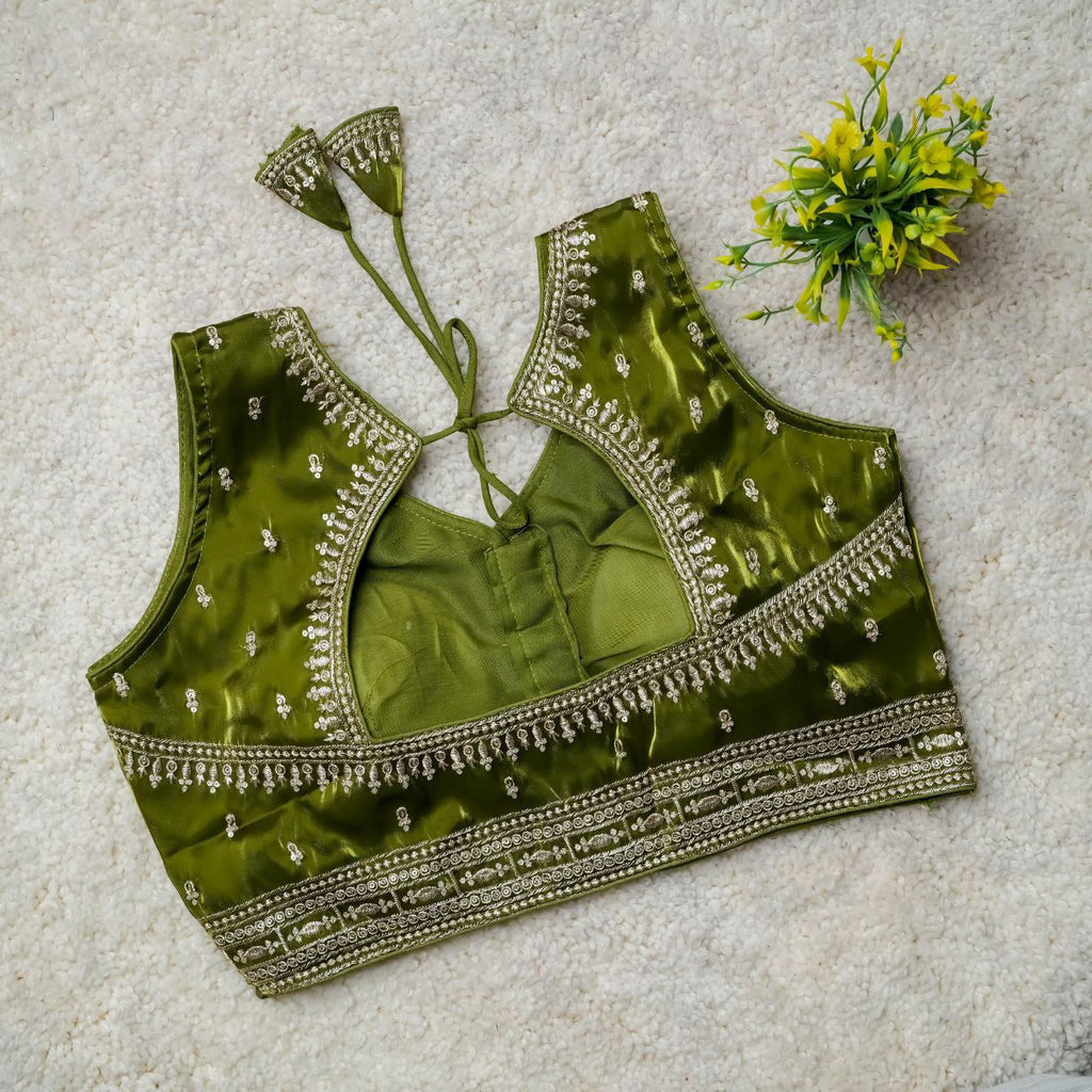 Readymade Jimmy Choo Fabric Embroidered Blouse with Front Hook & Back Tussels