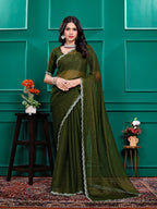 Chiffon   Siroski Daimond  Lace Work Sarees