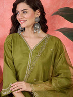 Elegant Zari Embroidered Silk Blend Anarkali Set