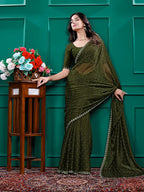 Chiffon Siroski Diamond Lace Work Saree