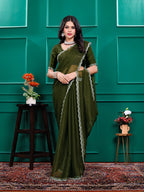Chiffon   Siroski Daimond  Lace Work Sarees
