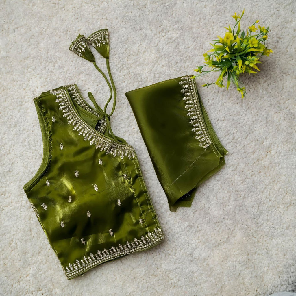 Readymade Jimmy Choo Fabric Embroidered Blouse with Front Hook & Back Tussels