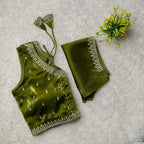 Readymade Jimmy Choo Fabric Embroidered Blouse with Front Hook & Back Tussels