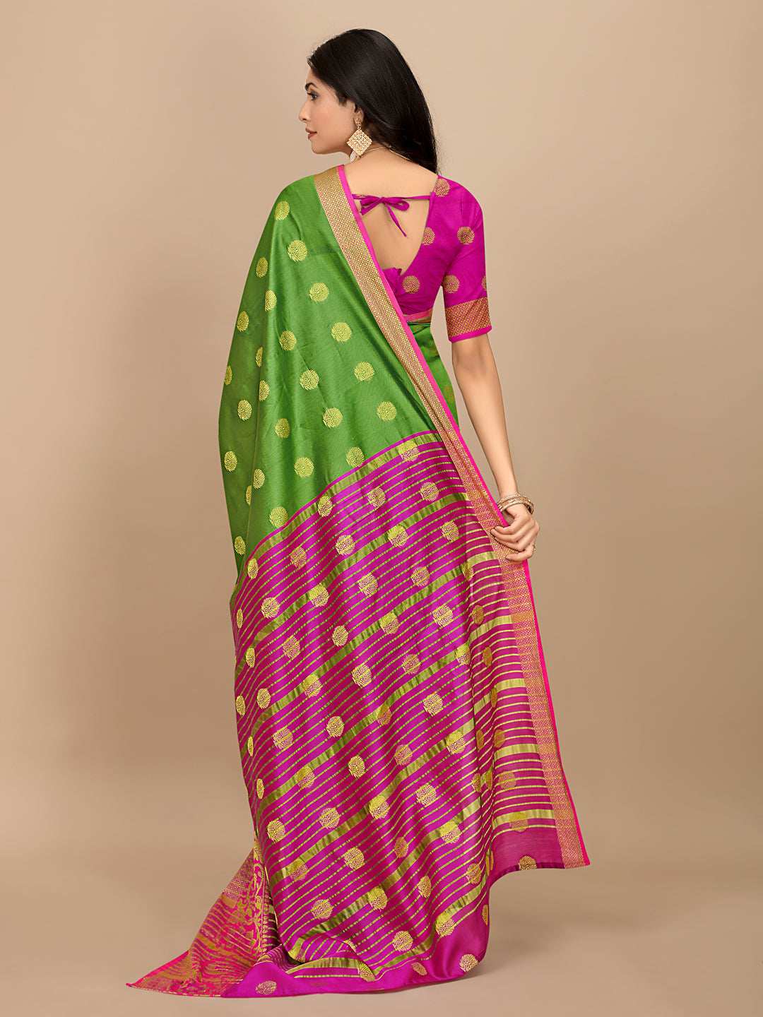 Ready To Wear Cotton Silk Woven Zari Jacquard Banarasi Traditional Saree